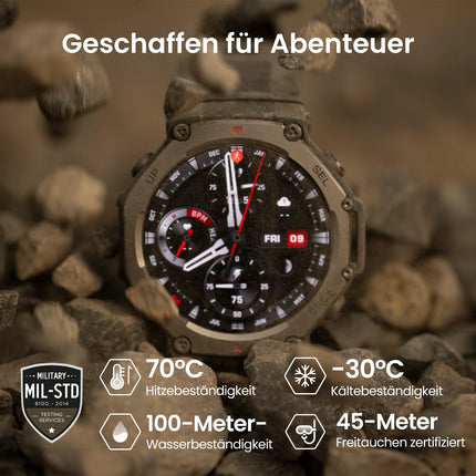 Amazfit T-Rex 3 nutikell õues kasutamiseks, 48 ​​mm AMOLED-ekraan, võrguühenduseta kaardid ja navigatsioon, 6 satelliidisüsteemi kahe sagedusribaga GPS, 27-päevane aku tööiga, NFC-makse, 170+ spordirežiimi, 45 m vabalt sukeldumine seiklusteks