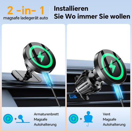 for Magsafe car mount with charging function【Strong magnetic force】Mobile phone holder car Magsafe charger car【Ventilation + dashboard】Mobile phone holder car magnet wireless charger car for iPhone 16 15 14 13 12