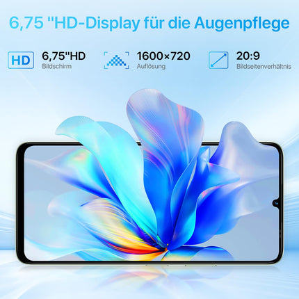 UMIDIGI G9A mobiiltelefon, Android 14 Go nutitelefon ilma lepinguta, 6,75" HD+ kaheksatuumaline Android mobiiltelefon, 8 GB + 64 GB / 1 TB TF, kahe SIM-kaardiga 4G SIM-kaardi lukustamata mobiiltelefonid, 13 MP + 8 MP / 5000 mAh / Face ID / GPS