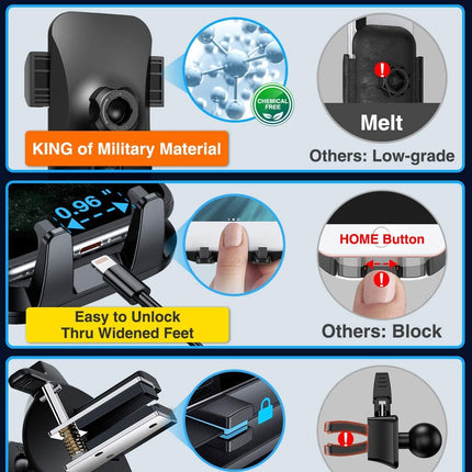 VANMASS Car Phone Holder 3 in 1 Car Phone Holder Air Vent &amp; Suction Cup Holder 100% Silicone Protection Smartphone Holder Car for iPhone Samsung Huawei Mate LG