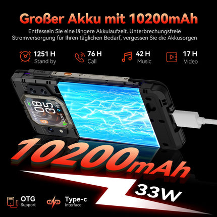 CUBOT Kingkong X 5G mobiiltelefon ilma lepinguta, Android 14 vastupidav nutitelefon, 32GB+256GB/2TB, IP68 ja IP69K, 10200mAh aku, 6,58-tolline FHD+ 120Hz, toetab NFC-d, OTG-d, sõrmejäljelugejat ja 33W kiirlaadimist