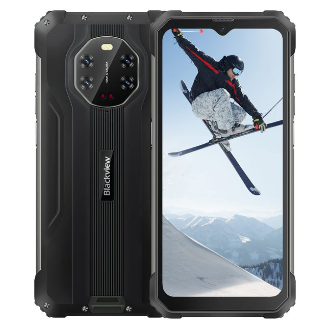 Blackview BV8800 purunemiskindel nutitelefon, 6,58-tolline 90Hz FHD+, tehisintellektiga 50MP nelja kaameraga öönägemine, Helio G96 8GB + 128GB, 8380mAh aku, IP68 veekindel, Android 11, GPS NFC must