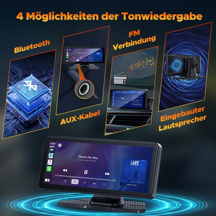 Volam 6,86-tolline CarPlay ekraan, ühildub Apple CarPlay ja Android Autoga, kaasaskantav autostereo 2,5K esikaameraga, digitaalne vastuvõtja 64 GB TF-kaardiga, Siri/Google, Bluetooth, Mirror Link, GPS, AUX, FM