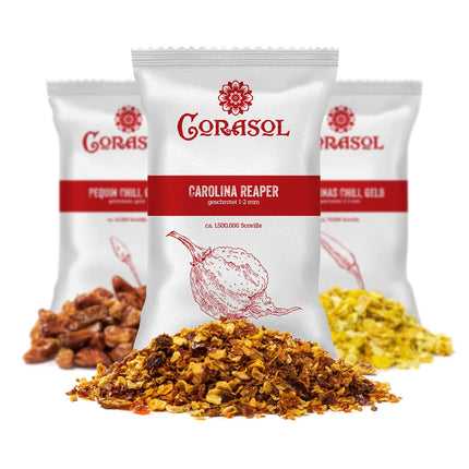 Corasol Premium tšilli advendikalender 24 purustatud tšillisordiga kuni 1,5 miljoni Scoville'i ühikuga, kingiidee kuumadele meestele (128 g)