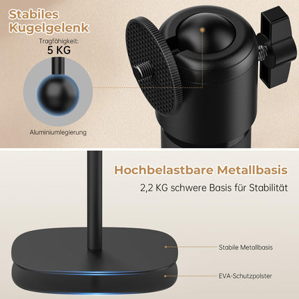 POLESTO metallist projektorialus, vastupidav metallist alus, 50–125 cm, 360° pöörlev, stabiilne kandevõime, ühildub projektorite, kaamerate, mobiiltelefonide hoidikutega, põrandal seisev tüüp