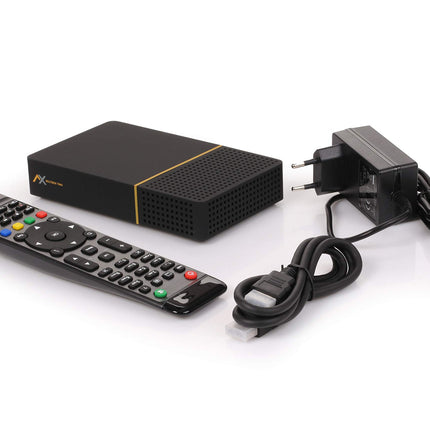 AX Multibox Twin 4K UHD E2 Linux Twin satelliitvastuvõtja PVR salvestusfunktsiooniga, DVB-S2 tuuner, HDTV, 2160p, H.265, HDR [eelprogrammeeritud Astra ja Hotbirdi jaoks] + HDMI-kaabel