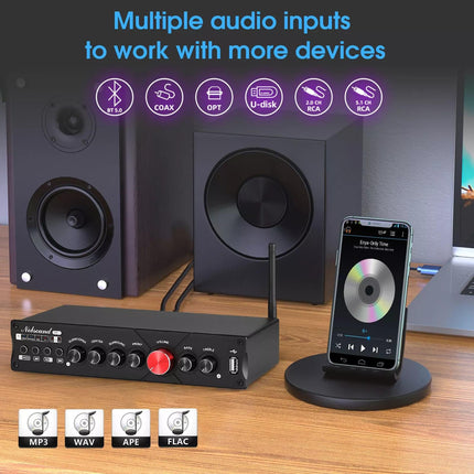 Nobsound HiFi 5.1 Channel Bluetooth Amplifier Stereo Home Theater Power Amp Subwoofer Amplifier Audio Amplifier