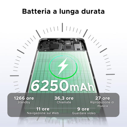 DOOGEE Note 59 Pro 5G nutitelefon lukustamata Android 15, 32 GB RAM + 256 GB ROM/2 TB TF, 6250 mAh aku, 120 Hz ekraan + 6,75-tolline HD, 16 MP tehisintellektiga kaamera, 4K video/NFC/kaks SIM-kaarti/Face ID/Widevine L1