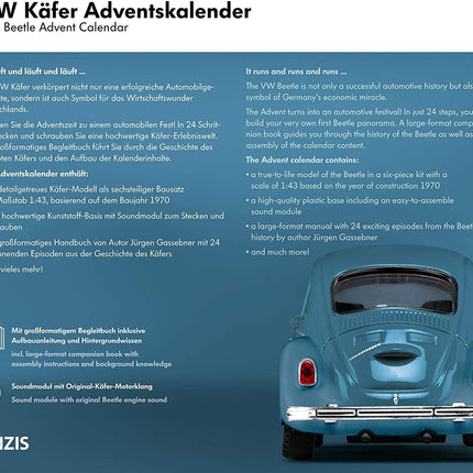FRANZIS 67098 - VW Beetle'i advendikalender, metallist mudelkomplekt mõõtkavas 1:43, sisaldab helimoodulit ja 52-leheküljelist raamatut
