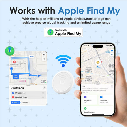 Air Tracker Tag Item Finder, 4 Pack, Compatible with Apple Find My (iOS Only), Replaceable Battery Item Locator with 4 Waterproof Cases and Keychains for Keys, Luggage, Suitcase,