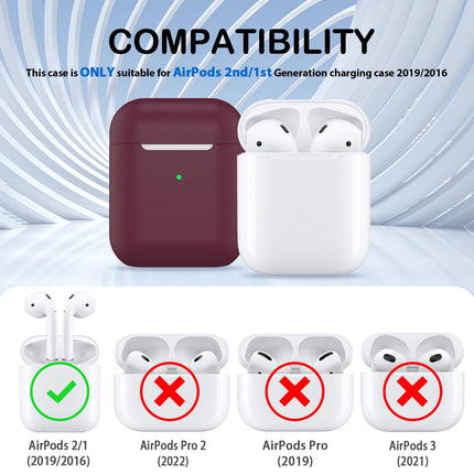 MHYALUDO Compatible with Airpods Case with Cleaning Kit and Keychain, Compatible with Airpods 2nd Generation 2019, 1st Gen 2016, Soft Protection, Compatible with Apple AirPods Case, Wine Red