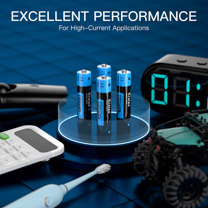 Kratax Rechargeable Lithium AAA Battery, 1100 mWh 1.5 V AAA Lithium Battery Fast Charge 1200 Charge and Discharge Cycles (4-Pack)