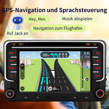 Car radio for VW Golf 5 6 T5 Polo Sharan Passat Tiguan, [Android 13.0 4GB+64GB 2.0Ghz] CAWELL 7 inch HD double DIN radio with 4G/Navi/Bluetooth WiFi/GPS/RDS/USB/FM/SD/RCA DVD/CD CarPlay