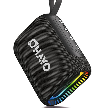 OHAYO Small Bluetooth Speaker with RGB Light, Bluetooth 5.3 Music Box with IPX7 Waterproof, 24H Battery, Stereo Pairing, Portable Mini Speaker for iPhone, Party, Garden, Black