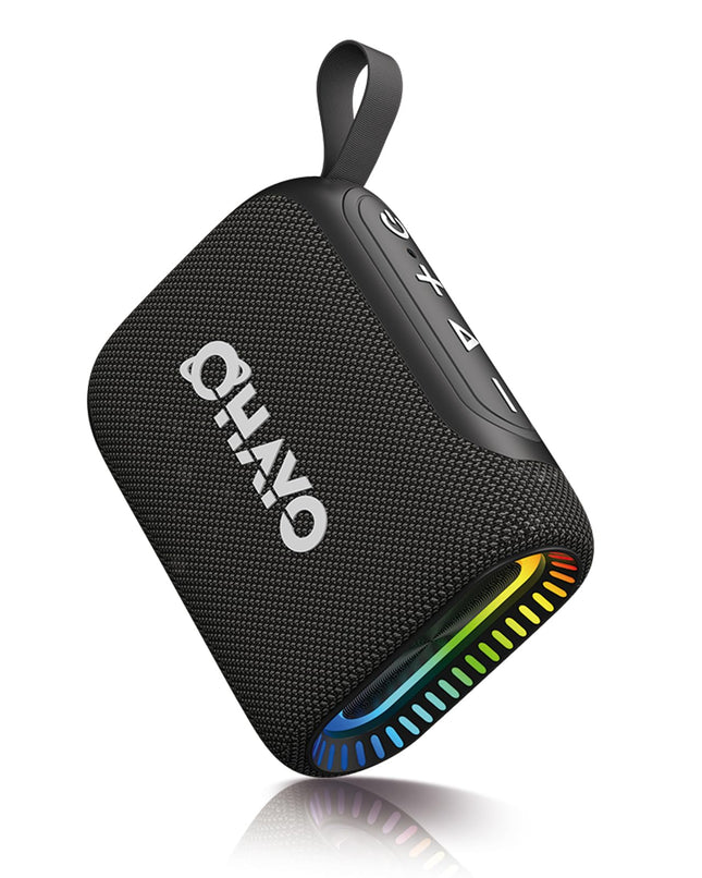 OHAYO väike Bluetooth-kõlar RGB-valgustusega, Bluetooth 5.3 muusikakarp IPX7 veekindlusega, 24H aku, stereo sidumine, kaasaskantav minikõlar iPhone'ile, peole, aeda, must