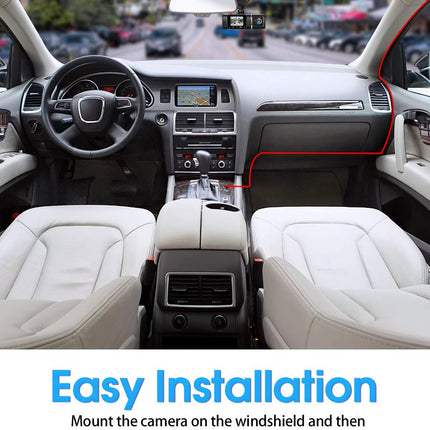 abask J05 autoregistraator 1080P esikaamera seestpoolt 32GB SD-kaardiga, 310° lainurkvaade, parkimiskaamera, liikumistuvastus, infrapuna öine nägemine, G-andur, tsükkelsalvestus, HDR, aku