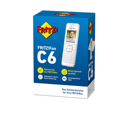 FRITZ!Fon C6 DECT mugavustelefon (kvaliteetne värviekraan, HD-telefoniteenus, interneti-/mugavusteenused, FRITZ!Boxi funktsioonide juhtimine) valge, saksakeelne versioon