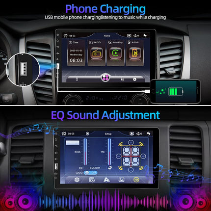 Podofo 1 DIN autoraadio Apple Carplay ja Android Autoga, 9-tolline ühe DIN autoraadio ekraaniga, Bluetoothi/FM-raadio/SWC/peegliühenduse/USB + tahavaatekaamera ja mikrofoniga