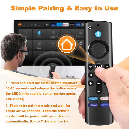Replacement Voice Remote Control (3rd Gen) with Voice Function for Smart TV (2nd Gen/3rd Gen/Lite/HD), for Smart TV Cube (2nd Gen/3rd Gen), With Volume Buttons, Power Button