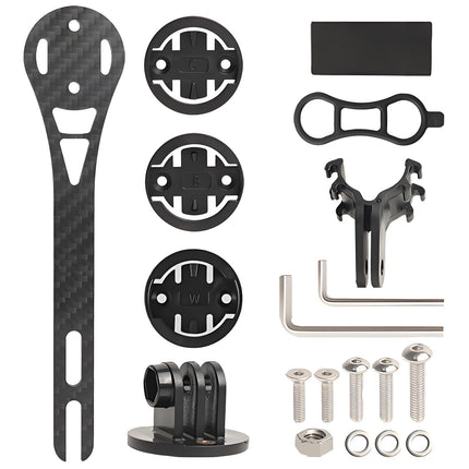 Wenbones Carbon Fiber Integrated Bike Computer GPS Mount, Carbon Fiber Handlebar Extension Mount Compatible for Wahoo, Garmin Edge, Bryton, GIT, Mounts for Action Cameras and Lights