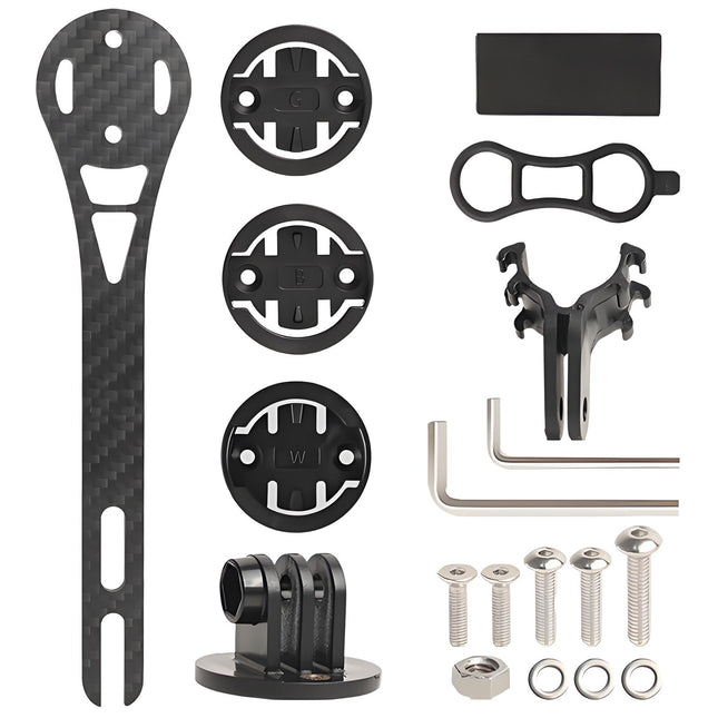 Wenbones Carbon Fiber Integrated Bike Computer GPS Mount, Carbon Fiber Handlebar Extension Mount Compatible for Wahoo, Garmin Edge, Bryton, GIT, Mounts for Action Cameras and Lights