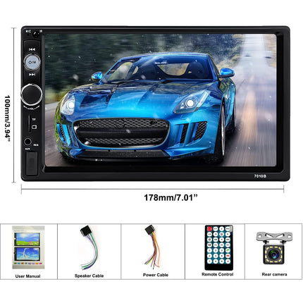 CAMECHO 2 DIN Bluetooth autoraadio, 7-tollise ekraaniga autoraadio, peegliühendusega FM USB/AUX sisend/SD, 2 DIN raadiotelefon tahavaatekaamera puldiga