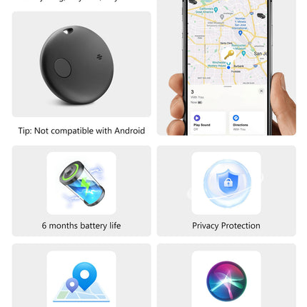Õhusildi võtmeleidja, õhusildi jälgija võtmeleidja nutikas Bluetooth-silt, veekindel esemete leidja minijälgija, mis ühildub Apple'i rakendusega Find My Items (ainult iOS) kohvrite, kottide, pagasi ja passide jaoks (AT-2PCS)