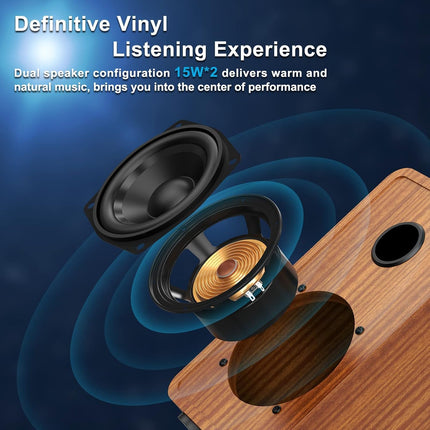 Bluetoothi ​​vinüülplaadimängija stereoluidsprekeride ja USB-ga, RCA-mängija ühendus, kodumeelelahutuse jaoks mõeldud fono-grammofoon