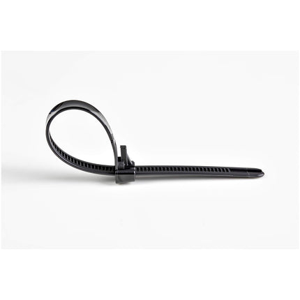 StarTech.com korduvkasutatavad kaablisidemed, 12 cm, 7 mm laiad, 30 mm kimbu läbimõõt, 22 kg, vabastatavad nailonist sidemed, sise-/välistingimustes kasutamiseks, 94 V-2/UL sertifikaadiga, 100 tk pakis, must, TAA