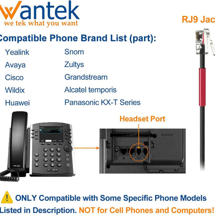 Wanteki telefonipeakomplekt RJ11 binaural mürasummutava mikrofoniga, kiire lahtiühendamisega, lauatelefoni kõrvaklapid Yealinki, Avaya, Cisco, Grandstreami, Snomi, Panasonicu, KXT IP-telefonidele (602QY1)
