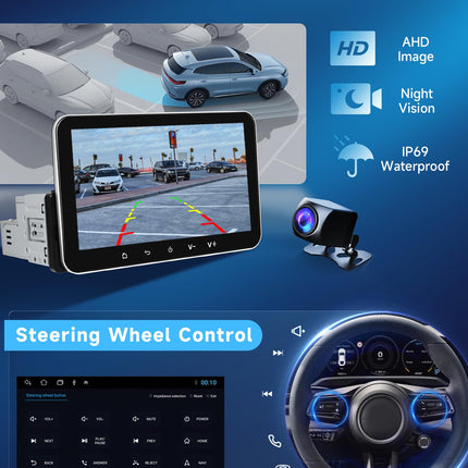 2G+32G juhtmevaba Carplay Android 13 autoraadio 1 DIN koos Android Auto Navi GPS WiFi 7-tolline puutetundliku ekraaniga autoraadio peegliühendusega Bluetooth FM-raadio USB/EQ/DAB/OBD/DVR Roolil juhtimine tahavaatekaamera