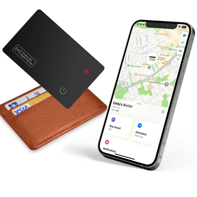 Pavlleeni nutika kaardi jälgija, õhuke rahakoti jälgimiskaart, ühildub Apple Find My'ga (ainult iOS), IP67 veekindel, GPS-esemete leidja rahakotile, pagasisildile, passile, 1 pakk (must)