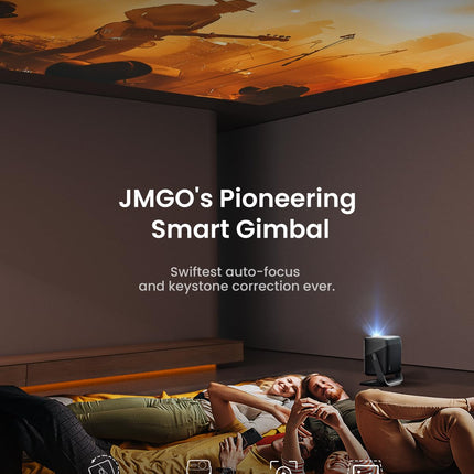 JMGO N1S Pro 4K kolmekordne laserprojektor, 2250 ISO luumenit, 1600:1 kontrastsus, Netflix, GTV, 360° reaalajas autofookus, 300", HDR10, Dolby Digital Plus, kaasaskantav nutiprojektor kodukino ja õue jaoks