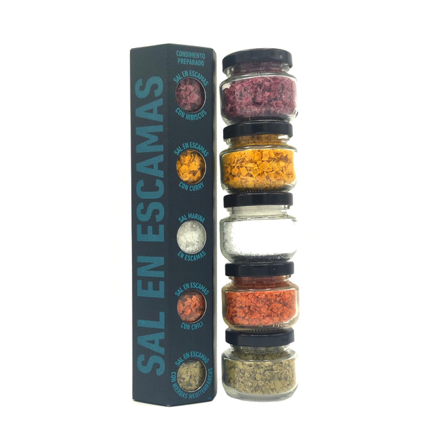 GLOSA MARINA - Sal en Escamas Gurmeesoolad, meresool ja vürtsid helveste kujul Mallorcalt, Hispaaniast, ideaalne kinkekomplekt (5x30g)