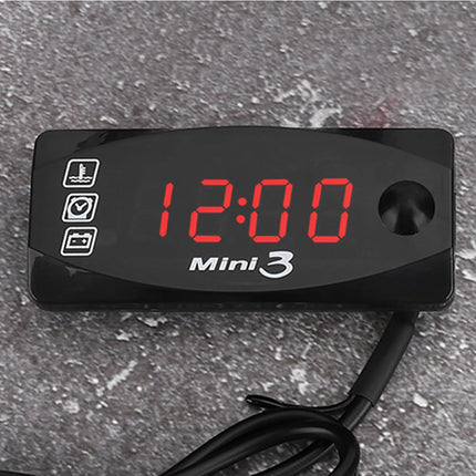 LED-digitaalne näidik mootorratta kellatermomeetriga voltmeeter veekindel IP67 12V mootorrattale