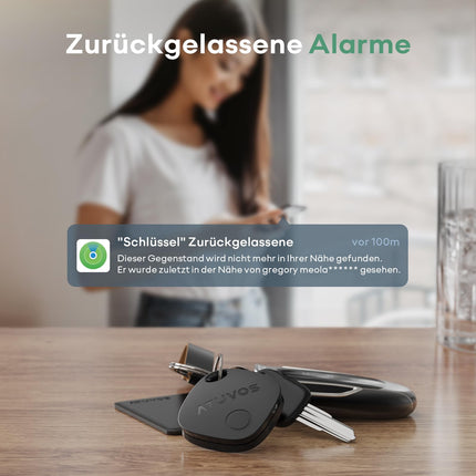 ATUVOS Air Tag nutikas jälgija 4 tk, võtmeleidja, mis ühildub Apple Find My? rakendusega (ainult iOS, Android ei ole toetatud), Bluetooth-võtmeleidja pagasi/kottide/kohvrite jaoks, vahetatav aku
