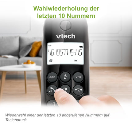 VTech CS1401 DECT Cordless Phone with 2 Handsets, Call Blocker, Speakerphone, Caller ID/Call Waiting, Backlit Display, ECO Mode, Low Radiation, Black