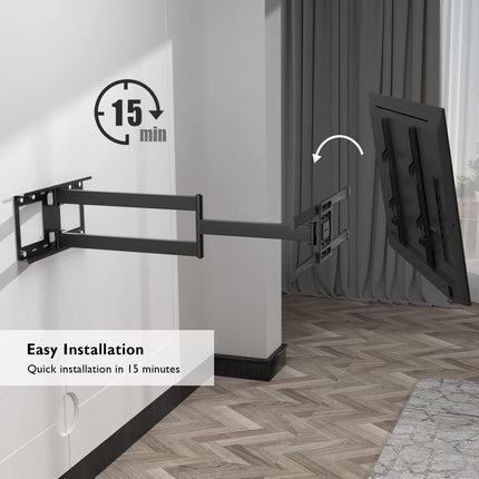 BONTEC teleri seinakinnitus 1040 mm ekstra pika liigendvarrega 32–75-tollistele LCD/LED/OLED lameekraanidele kuni 60 kg kaaluga, kallutatav, pööratav ja pööratav, telerikinnitus, max VESA 600 x 400 mm