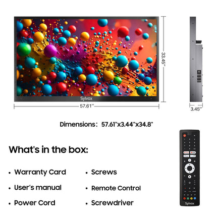 SYLVOX 65-tolline õueteler, nutikas QLED Google TV, IP55 veekindel televiisor, 4K UHD, Dolby Atmos, toetab Google Assistantit, häälassistent, 1000 nitti osalise päikesevalgusega õueteler (2024. aasta mudel)