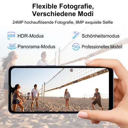 XGODY mobiiltelefon ilma lepinguta Mate 70, 12GB+128GB/1TB laiendusmälu, 6,52'' HD+ ekraan, Android 14 nutitelefon, 5500mAh QC, kaheksatuumaline, 24MP+8MP kaamera, 4G kahe SIM-kaardiga, Face ID GPS OTG sinine