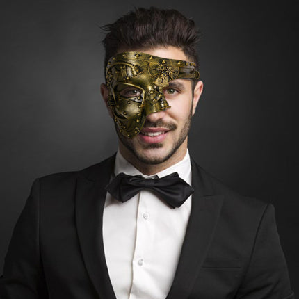 Oidea Steampunk Maskeraadimask meestele: Vintage Mehaaniline Küborg Ooperifantoom Veneetsia Mask Halloweeni Kostüüm Ballipeo Karnevali Poolmask Antiikkuld