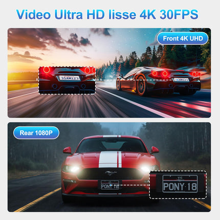 4K/2K+1080P Dashcam Car Front Rear, WiFi Dash Cam with 64GB SD Card, Dash Cam Car Night Vision, 170° Wide Angle WDR, 24/7 Parking Monitoring Functionality, G-Sensor, Loop Recording, Max 256GB