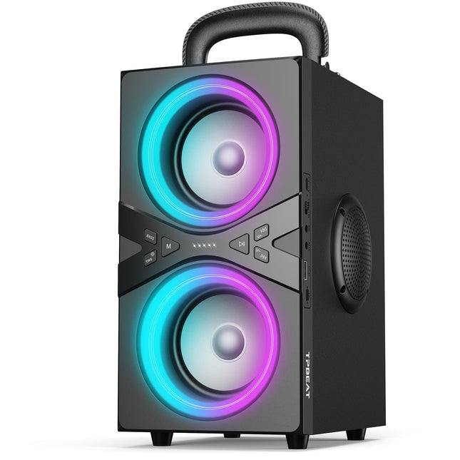 TPBEAT Bluetooth Speaker, 80W Peak Bluetooth Box Large, Bass Boost, with Party LED Lamp, 100dB Loud Sound TWS Stereo Party Music Box Bluetooth Large, 18H Playtime, for Outdoor Party/Camping