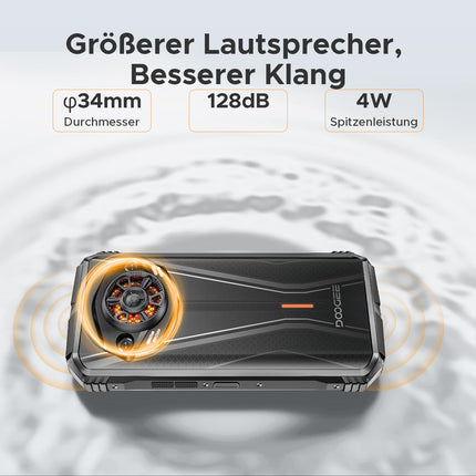 DOOGEE S Punk Pro õuetelefon 20GB+512GB/2TB, 128dB kõlar, 10800mAh/33W õuetelefon ilma lepinguta Android 14, 6.6'' FHD+ ehitusplatsi telefon LED-valgusefektiga 50MP+16MP/kaks SIM-kaarti/NFC/OTG