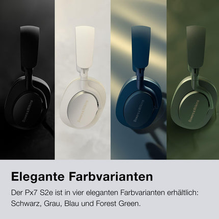 Bowers &amp; Wilkins PX7 S2e kõrvapealsed juhtmevabad mürasummutavad kõrvaklapid Qualcomm aptX™ adaptiivse ja kiire laadimisega, 30 tundi taasesitust, kuus sisseehitatud mikrofoni, antratsiitmust