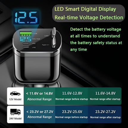 SNZ 5-ühes sigaretisüütaja USB-C 60W sissetõmmatav autolaadija, reisitarvikud autosse, autotarvikud iPhone 16 16 15 14 13 Pro Max Plus Galaxy S25 S24 S23 jaoks