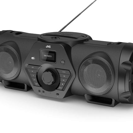 JVC Boomblaster RV-NB300DAB, 2 x 30 vatti, DAB+, FM, Bluetooth, CD, USB, liinisisend, kitarri ja mikrofoni sisend, kaugjuhtimispult