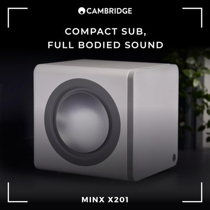 Cambridge Audio Minx X201-200-vatine aktiivsubwoofer kahe lisabasskõlari ja täielikult reguleeritava heliga - must