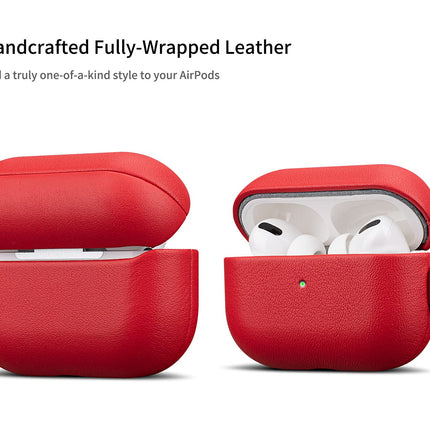 Haobobro [Nappa Series] AirPods Pro Case with Lanyard and Carabiner - AirPods Pro Leather Case Genuine Leather Case - AirPods Pro Protective Case Leather Case - AirPods Pro Leather Case - Red