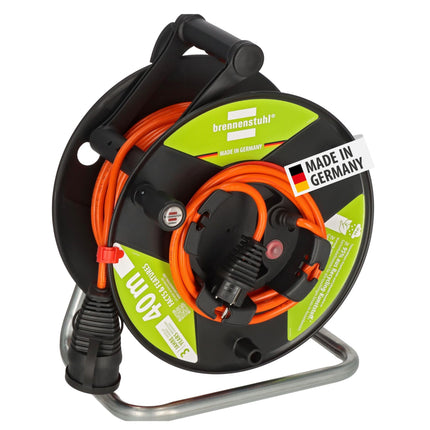 Brennenstuhl Garant G Bretec IP44 garden cable reel with recycled plastic components (with 38+2m orange cable, special plastic, short-term outdoor use, Made in Germany)